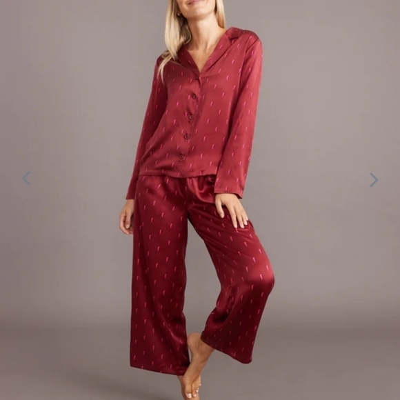 Marine layer Washable Silk pj's set in Rhododendron Lightning Bolt Print - Picture 1 of 8